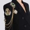 Crepe 6-buttons jacket with embroidered patches Crepe 6-buttons jacket with embroidered patches