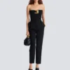 Crepe bustier bodysuit with belt detail