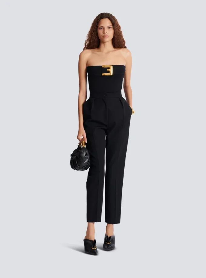 Crepe bustier bodysuit with belt detail