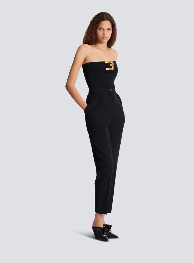 Crepe bustier bodysuit with belt detail