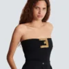 Crepe bustier bodysuit with belt detail