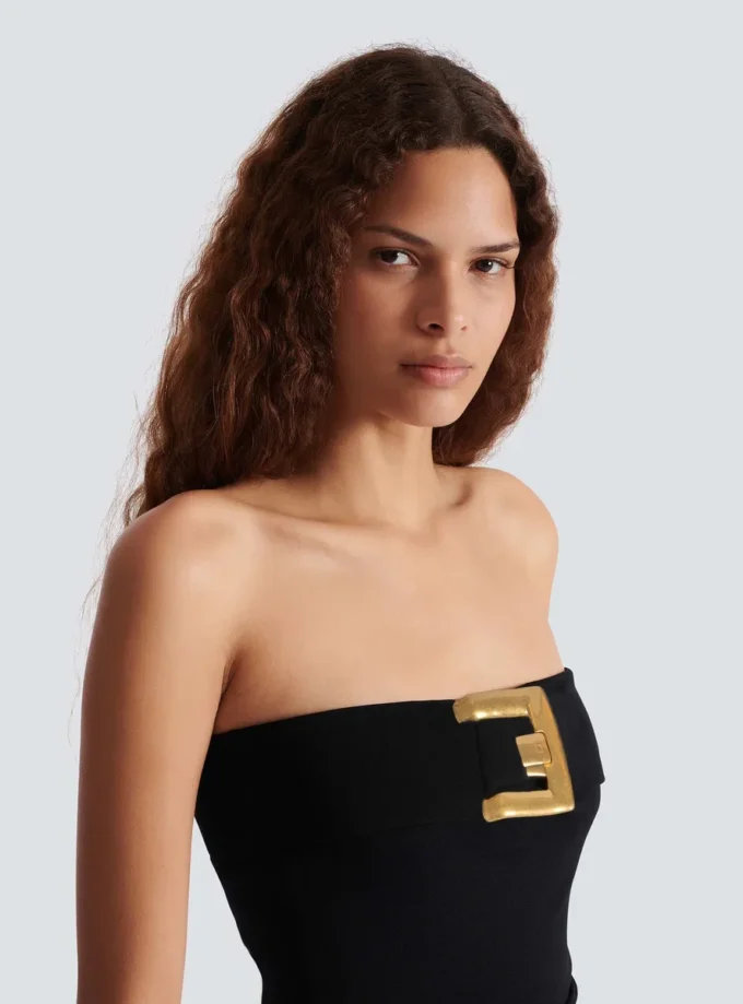 Crepe bustier bodysuit with belt detail