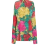 Crepe shirt dress with roses print