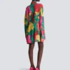 Crepe shirt dress with roses print