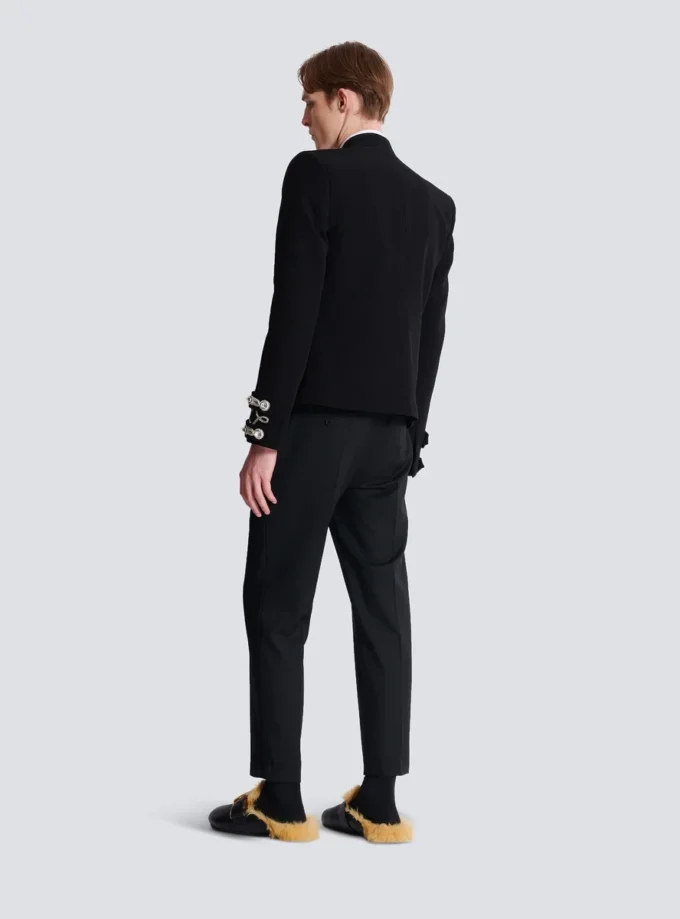 Crepe spencer jacket with embroidered frogging Crepe spencer jacket with embroidered frogging