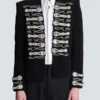 Crepe spencer jacket with embroidered frogging Crepe spencer jacket with embroidered frogging