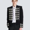 Crepe spencer jacket with embroidered frogging Crepe spencer jacket with embroidered frogging