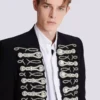 Crepe spencer jacket with embroidered frogging Crepe spencer jacket with embroidered frogging