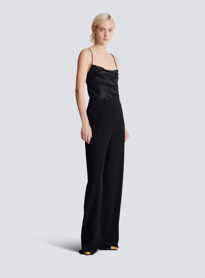 Crepe straight-leg tailored trousers