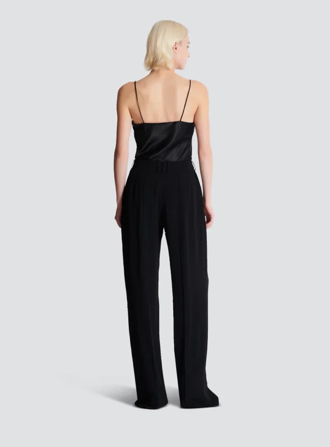 Crepe straight-leg tailored trousers