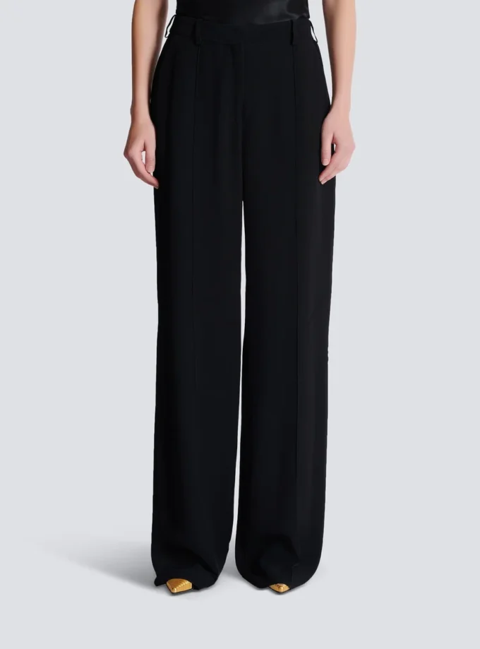 Crepe straight-leg tailored trousers