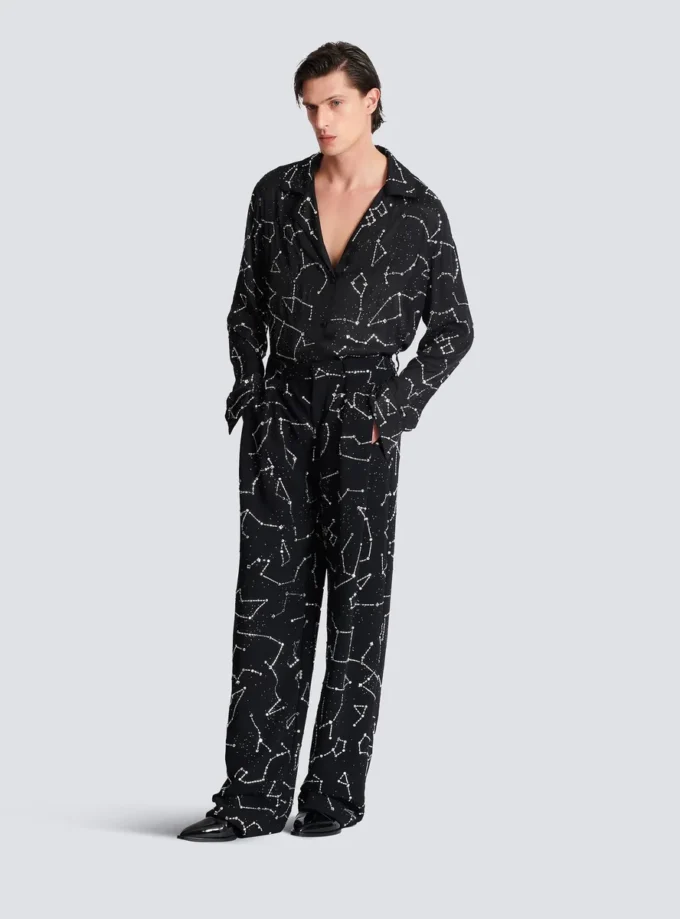 Crepe trousers with rhinestone Constellation motif Crepe trousers with rhinestone Constellation motif