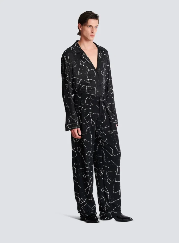 Crepe trousers with rhinestone Constellation motif Crepe trousers with rhinestone Constellation motif