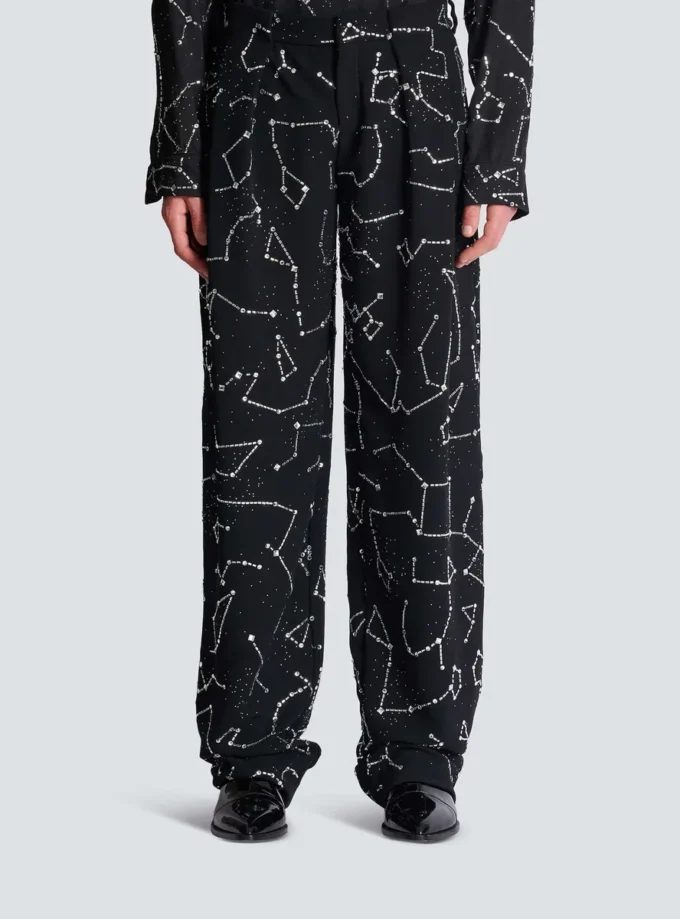 Crepe trousers with rhinestone Constellation motif Crepe trousers with rhinestone Constellation motif