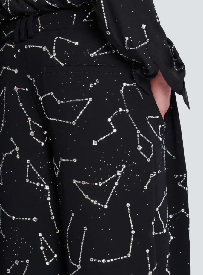 Crepe trousers with rhinestone Constellation motif Crepe trousers with rhinestone Constellation motif
