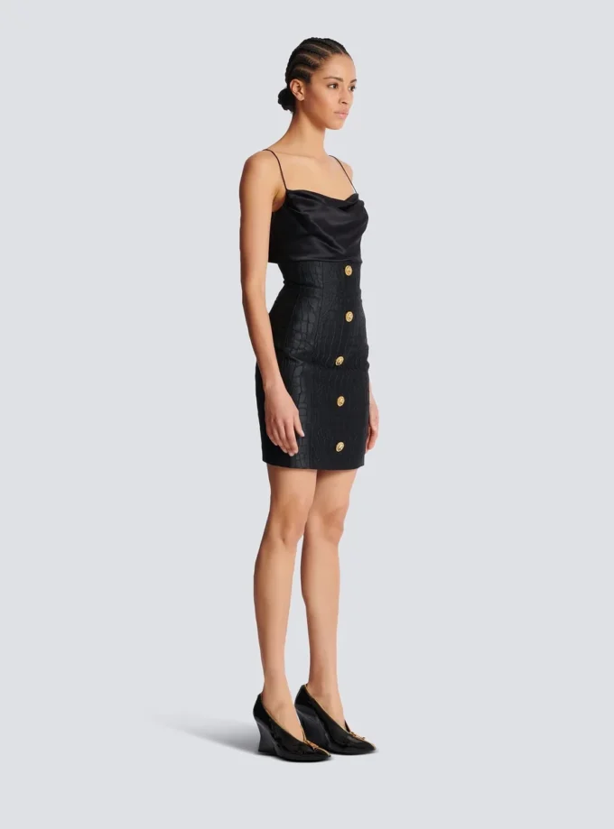 Crocodile-look pencil skirt