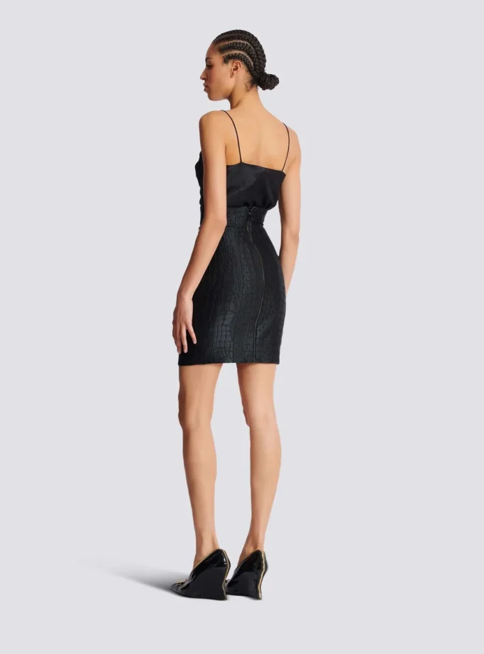 Crocodile-look pencil skirt