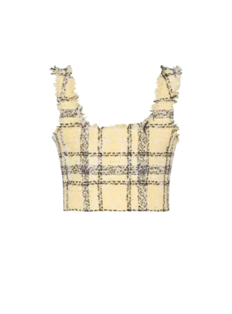 Crop top in glitter plaid tweed
