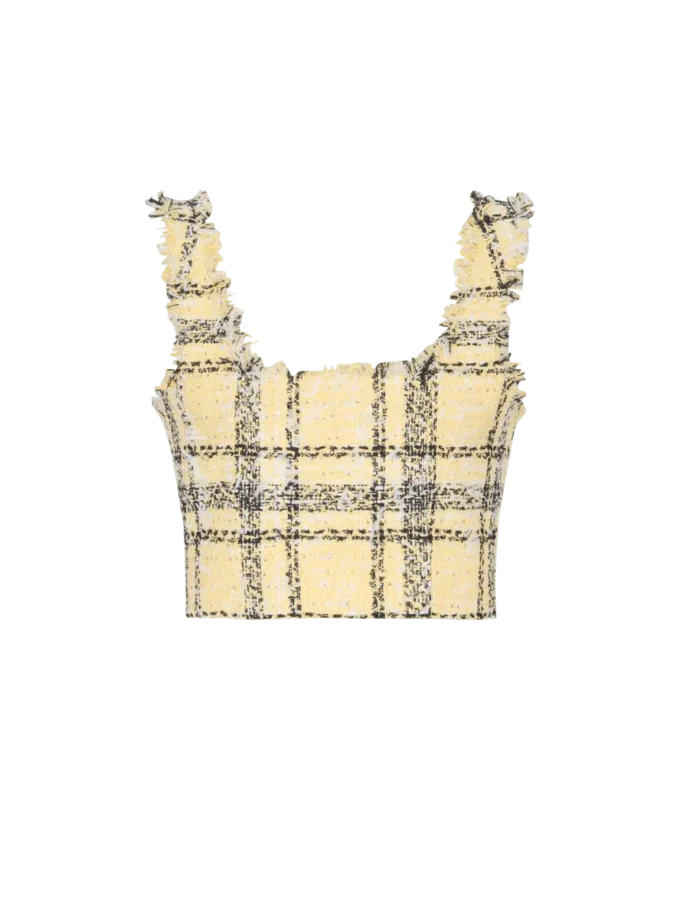 Crop top in glitter plaid tweed