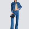 Crop top in glitter plaid tweed