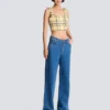 Crop top in glitter plaid tweed
