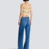 Crop top in glitter plaid tweed