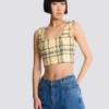 Crop top in glitter plaid tweed