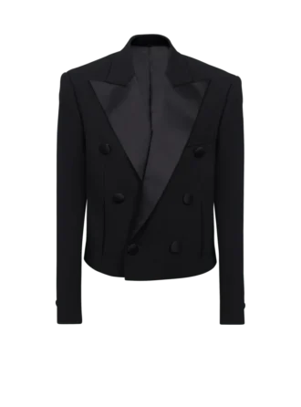 Cropped double crepe jacket