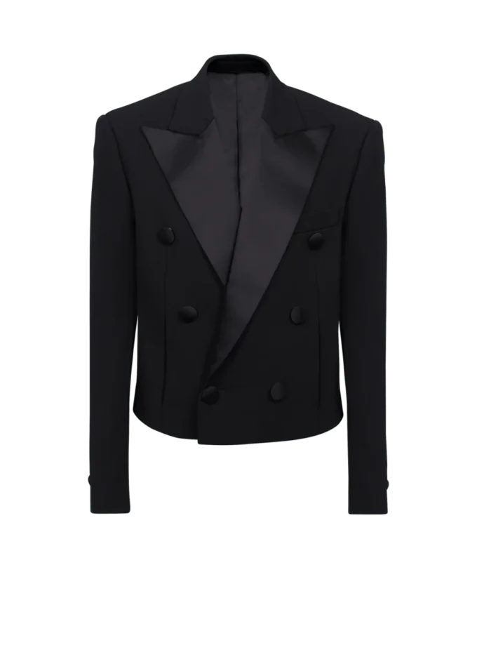 Cropped double crepe jacket