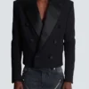 Cropped double crepe jacket