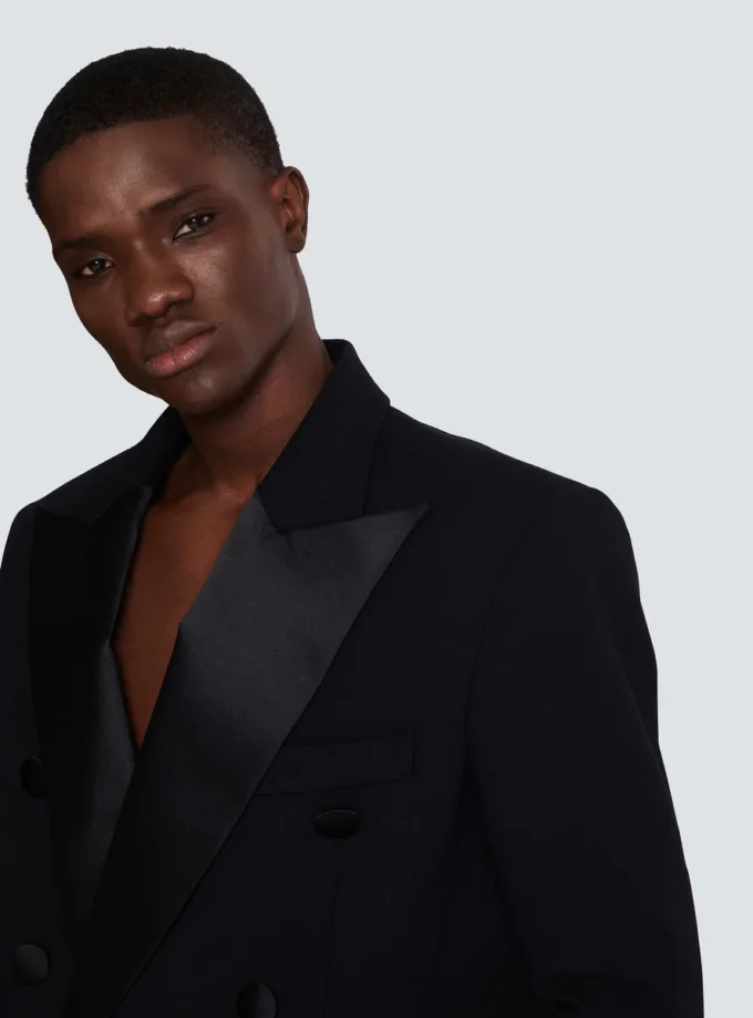 Cropped double crepe jacket