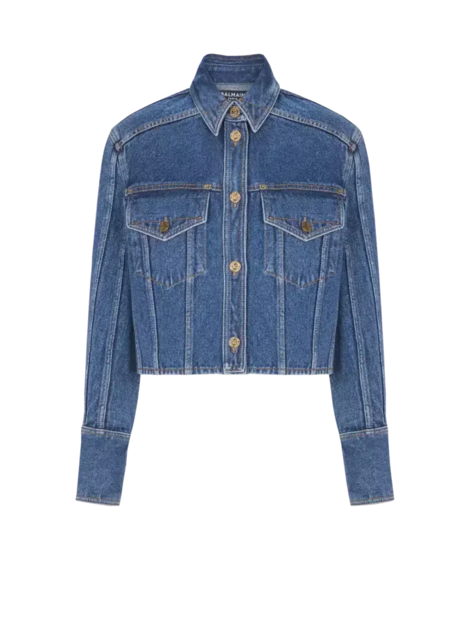 Cropped faded denim jacket Cropped faded denim jacket