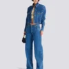 Cropped faded denim jacket Cropped faded denim jacket