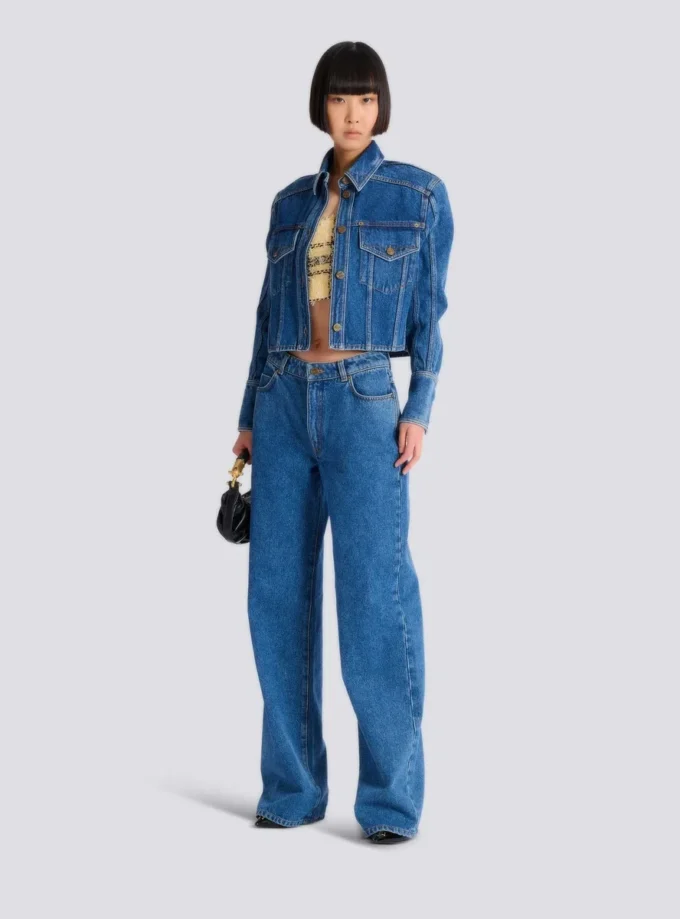Cropped faded denim jacket Cropped faded denim jacket