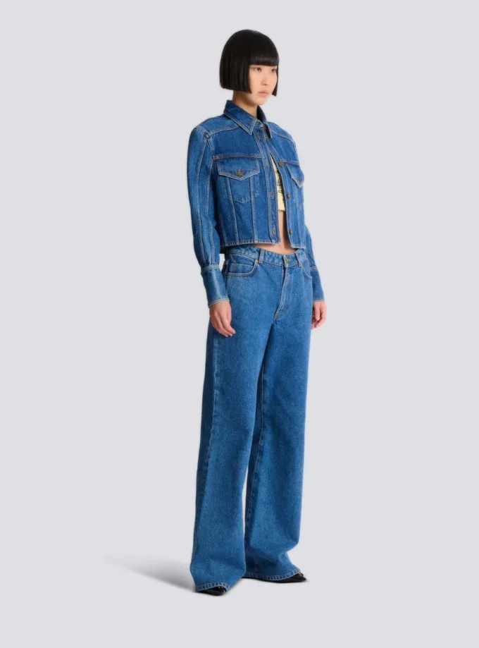 Cropped faded denim jacket Cropped faded denim jacket