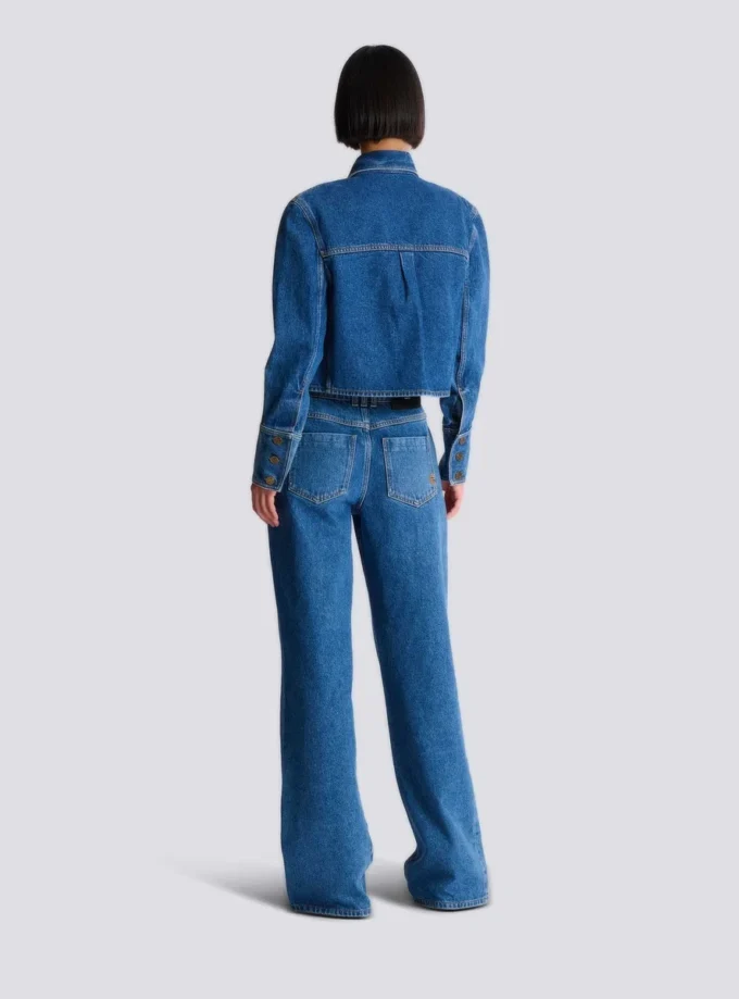 Cropped faded denim jacket Cropped faded denim jacket