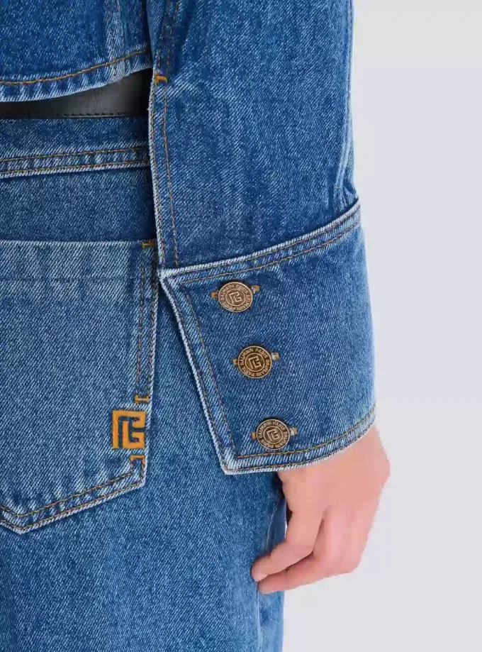 Cropped faded denim jacket Cropped faded denim jacket