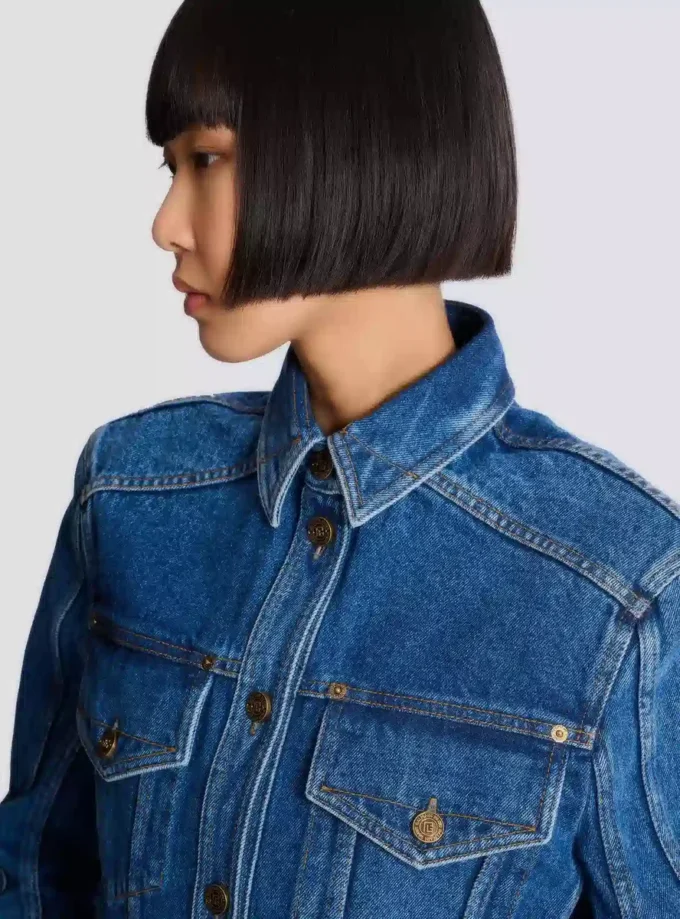 Cropped faded denim jacket Cropped faded denim jacket