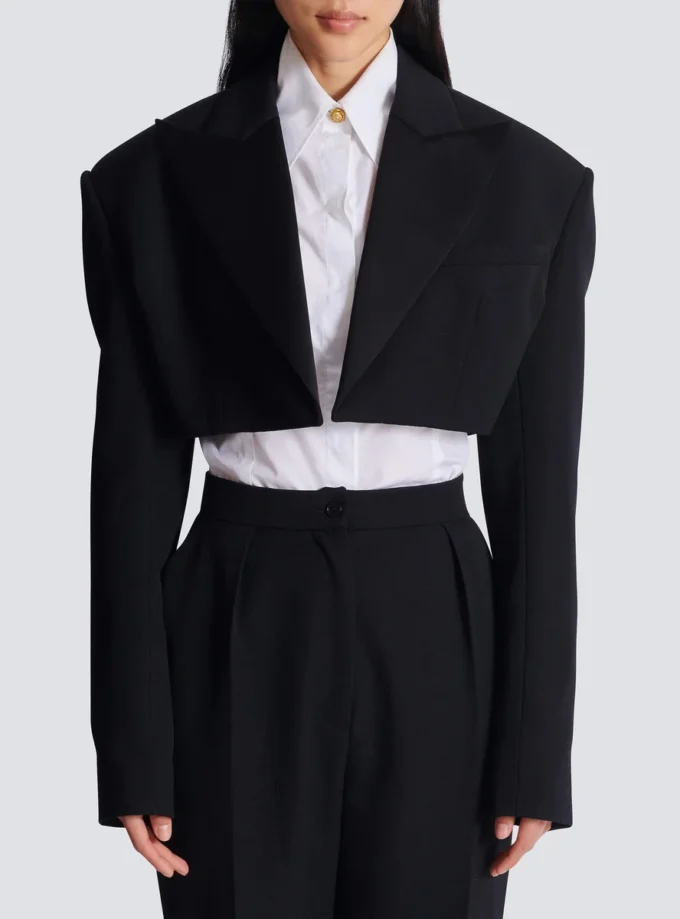Cropped grain de poudre jacket Cropped grain de poudre jacket