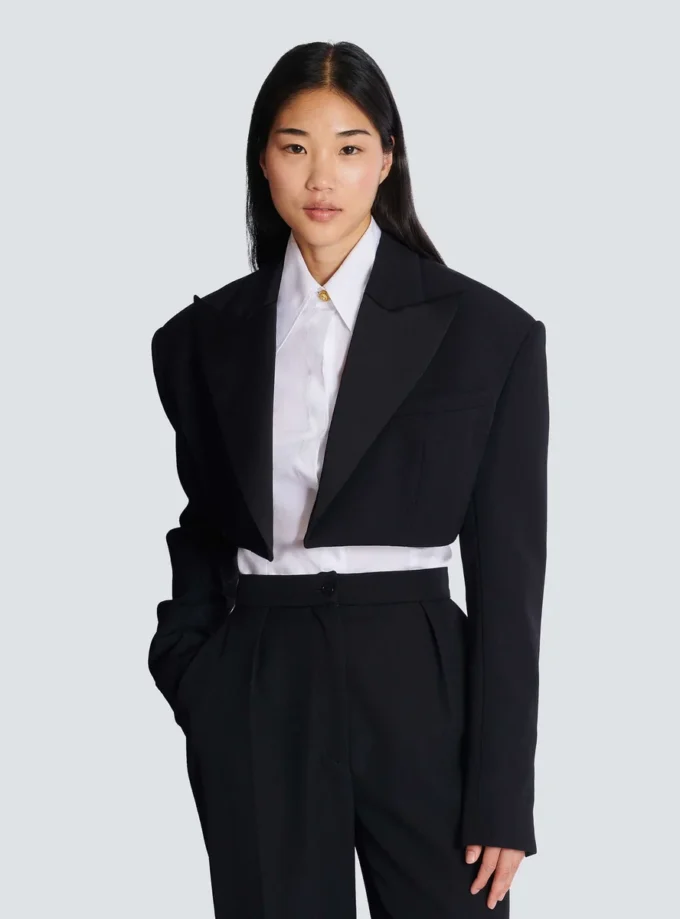 Cropped grain de poudre jacket Cropped grain de poudre jacket