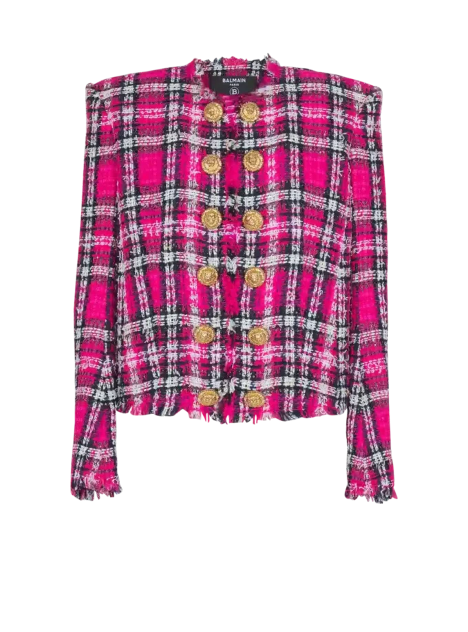 Cropped jacket in glitter plaid tweed Cropped jacket in glitter plaid tweed