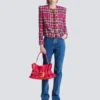 Cropped jacket in glitter plaid tweed Cropped jacket in glitter plaid tweed