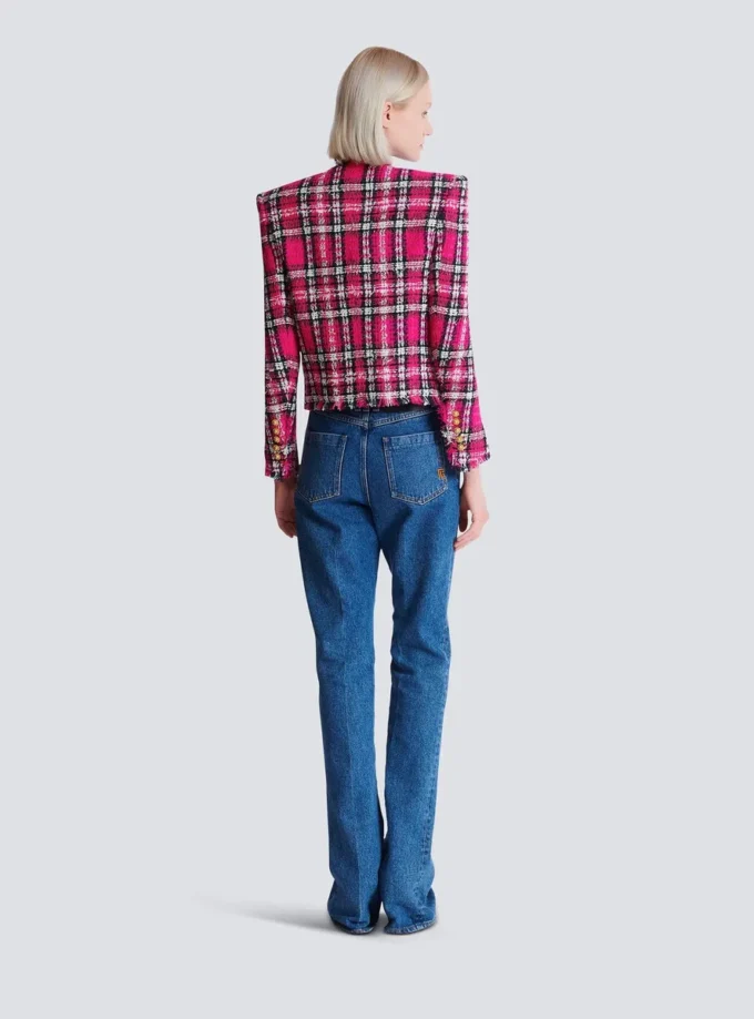 Cropped jacket in glitter plaid tweed Cropped jacket in glitter plaid tweed