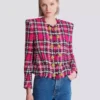 Cropped jacket in glitter plaid tweed Cropped jacket in glitter plaid tweed