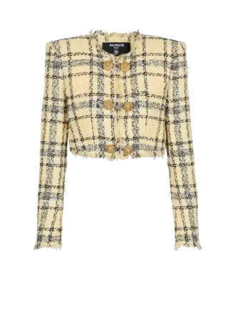 Cropped jacket in glitter tweed