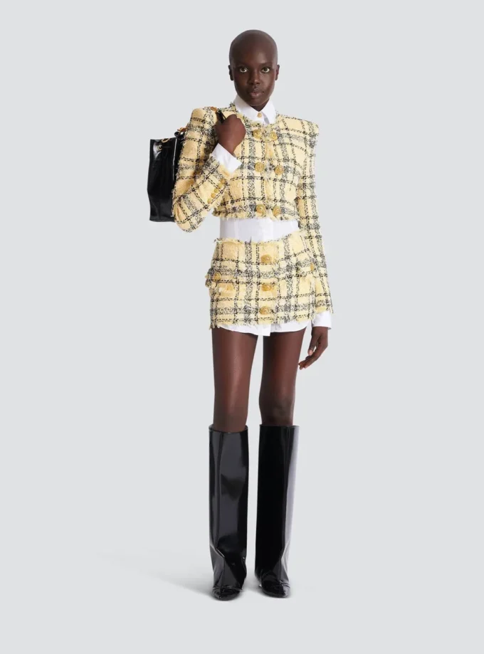 Cropped jacket in glitter tweed Cropped jacket in glitter tweed