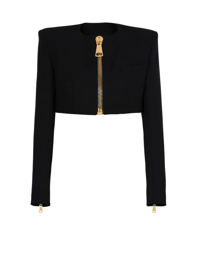 Cropped jacket in grain de poudre wool Cropped jacket in grain de poudre wool