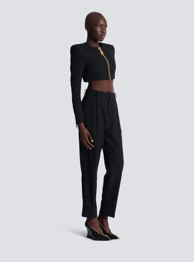 Cropped jacket in grain de poudre wool Cropped jacket in grain de poudre wool