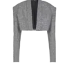 Cropped jacket in Prince of Wales jacquard Cropped jacket in Prince of Wales jacquard