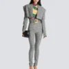 Cropped jacket in Prince of Wales jacquard Cropped jacket in Prince of Wales jacquard